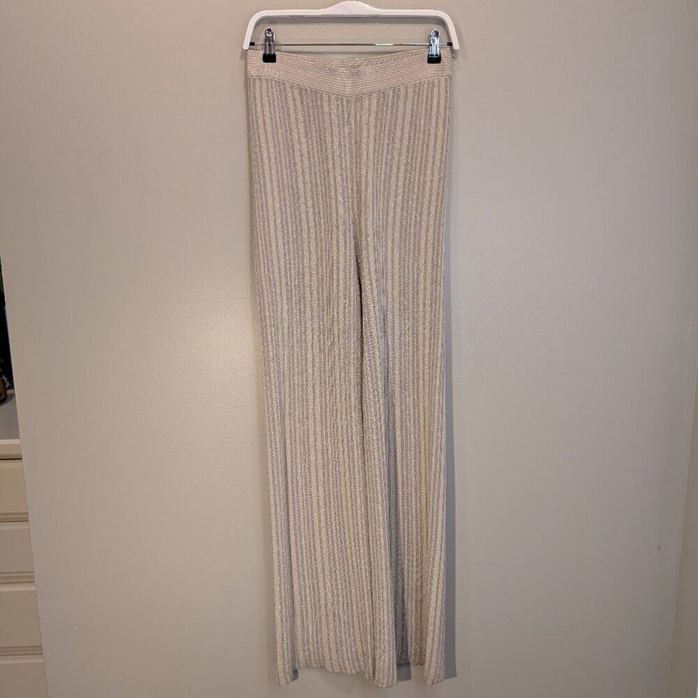 House of Harlow 1960 Flare Pants Metallic Knit Retro Vibes Glam - Size S